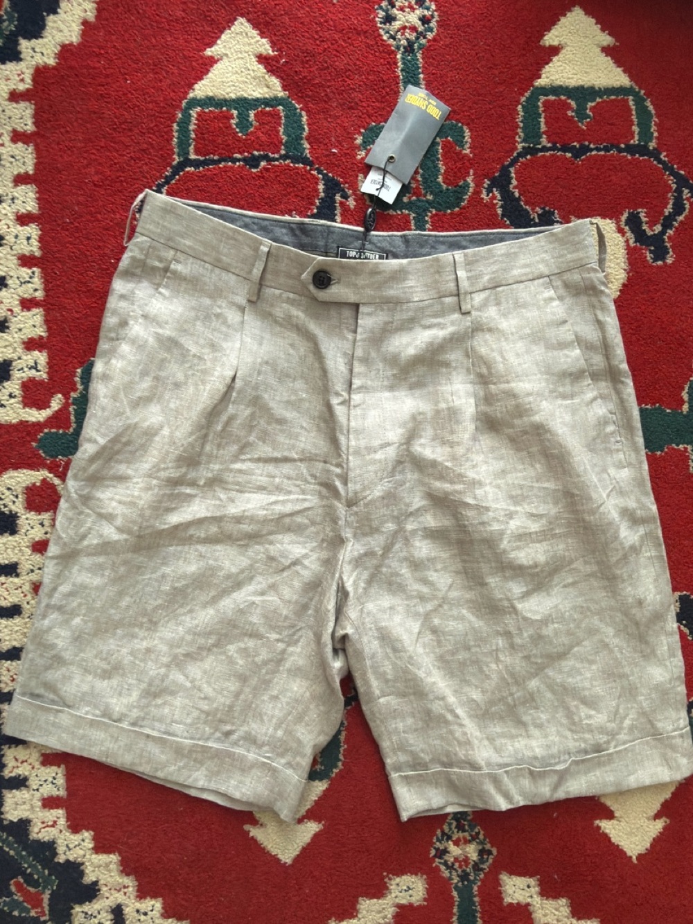 NEW TODD SNYDER Men 8” Italian Linen Madison Short 33w Khaki BNWOT $178 USD